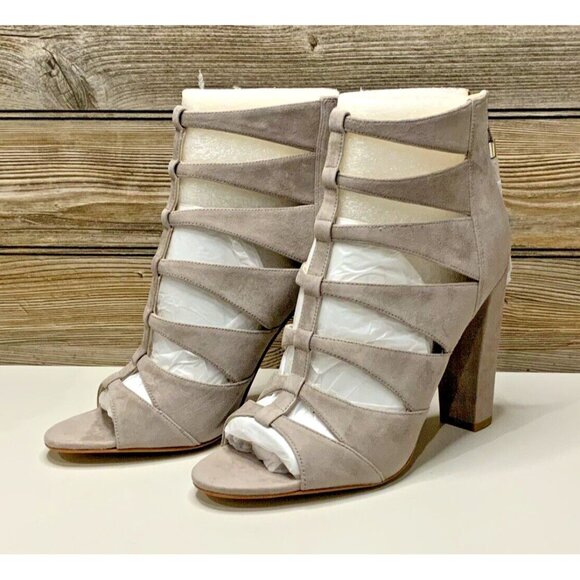 Marc Fisher Shoes - Marc Fisher Hindera Open Toe Caged Sandals 9M Taupe Suede NEW